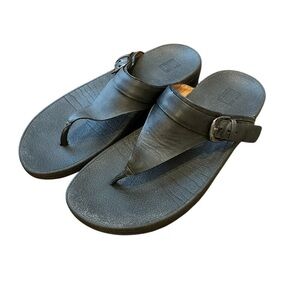 Fitflop EDIT T-Strap Women's Arch Support Wedge Sandals T18-001 Black leather 7